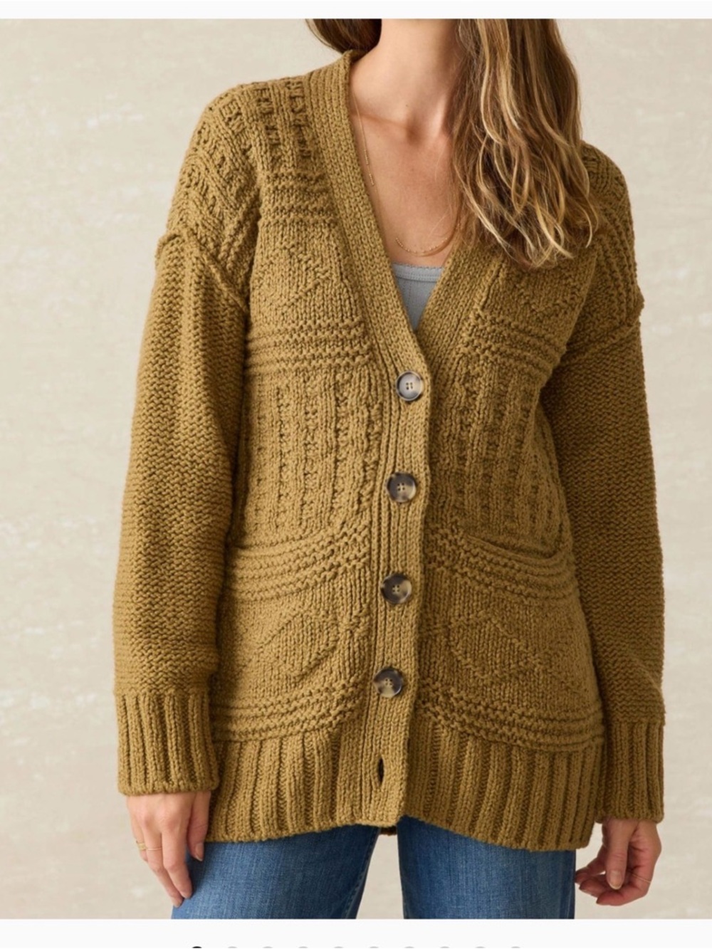 Faherty Catskill Cardigan Sweater - antique bronze organic cotton